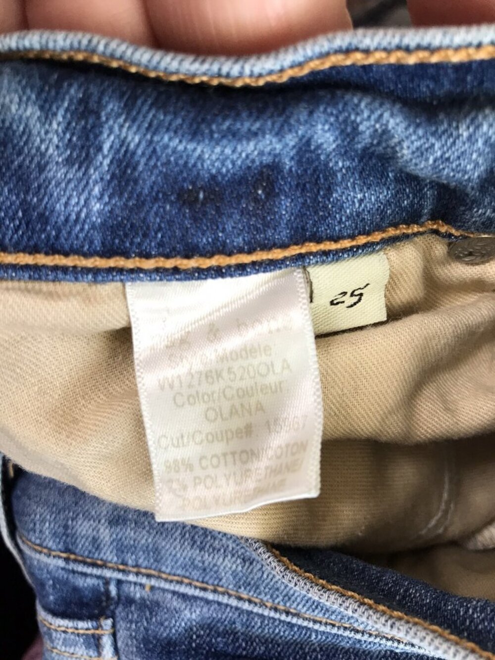 Rag & Bone Dive patch colorblock Jeans med Wash released hem Women's Size 25 - Picture 5 of 6